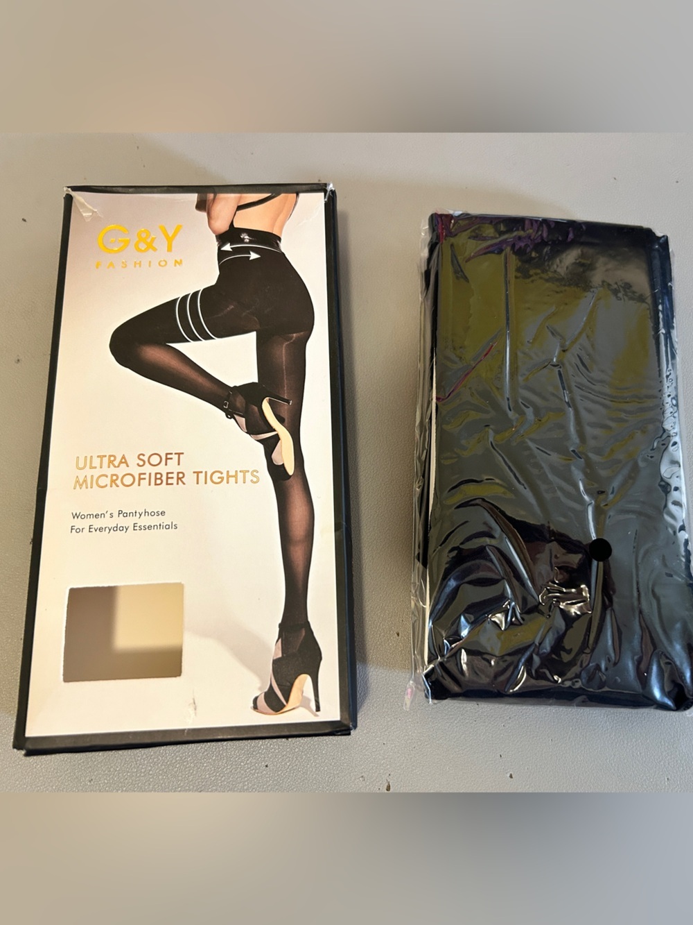 G&Y Fashion Ultra Soft Black Microfiber Tights Pantyhose 2-Pack Size XL